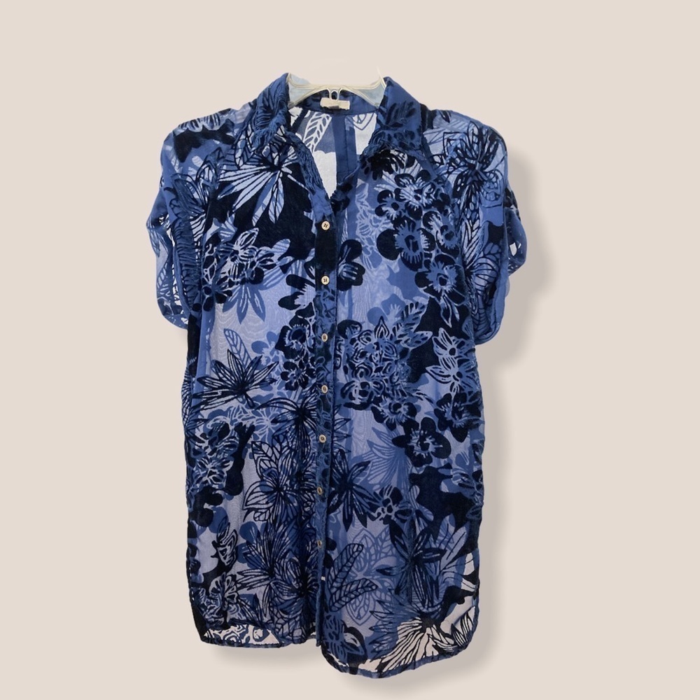 Ecote Dark Blue Short Sleeves Size XS/S Top - Picture 1 of 6